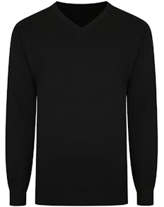 Bigdude Plain V Neck Knitted Jumper Black